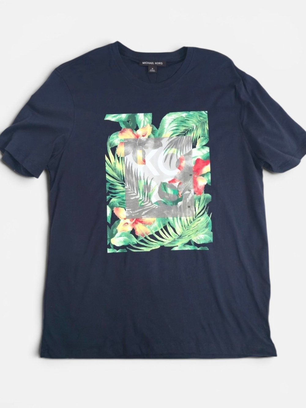Michael Kors NWT Men's Navy Tropical Print Graphic Tee